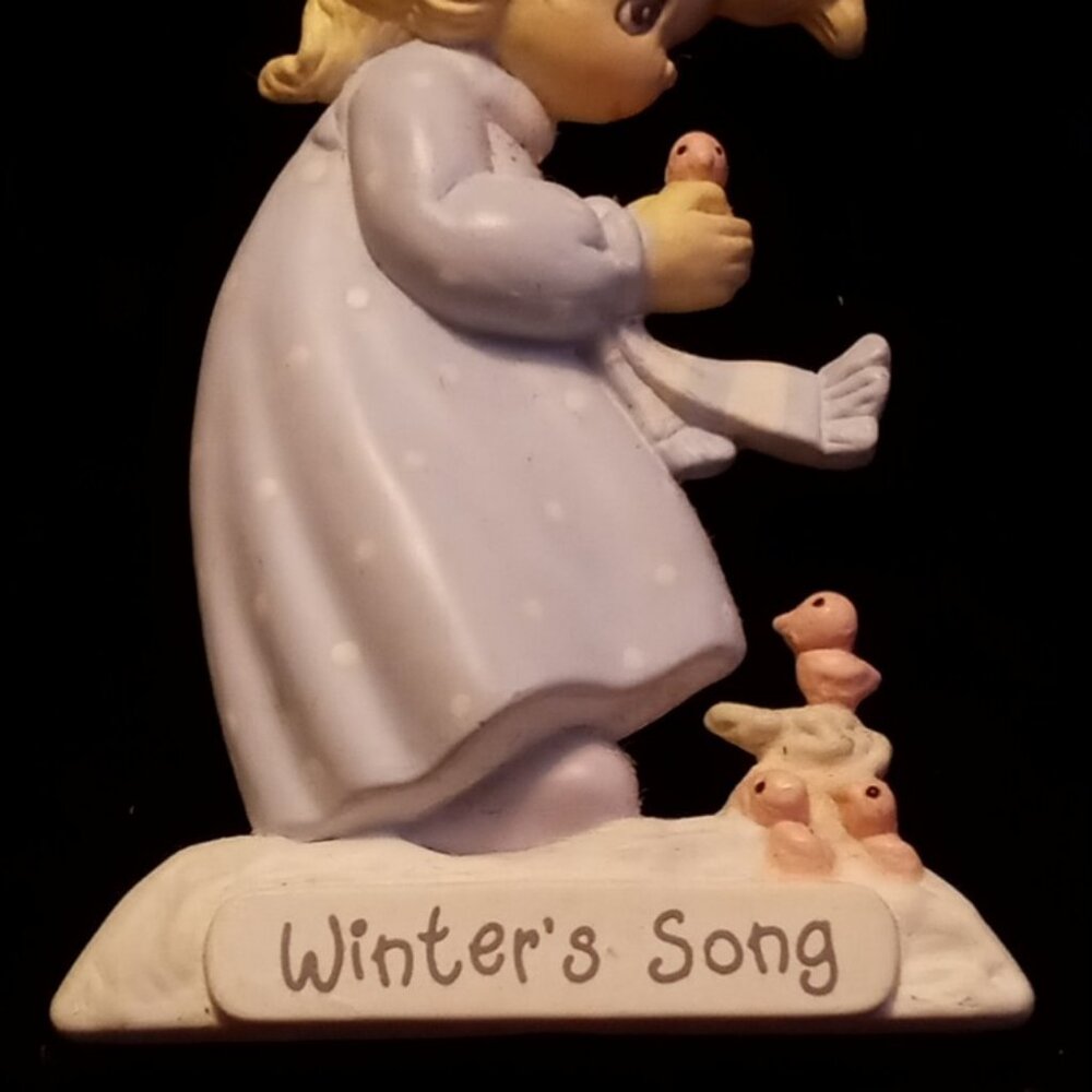 1989 Precious Moments Winter's Song Collectible Brooch Pin by Samuel J. Butcher - Picture 2 of 5